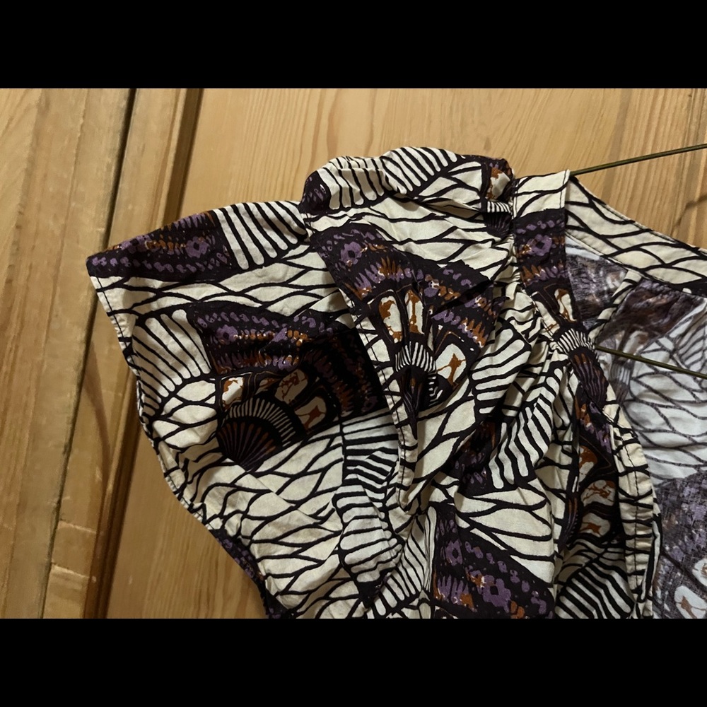 Ulla Johnson Ivory Blouse with Purple and Black Fan Print - Picture 8 of 9